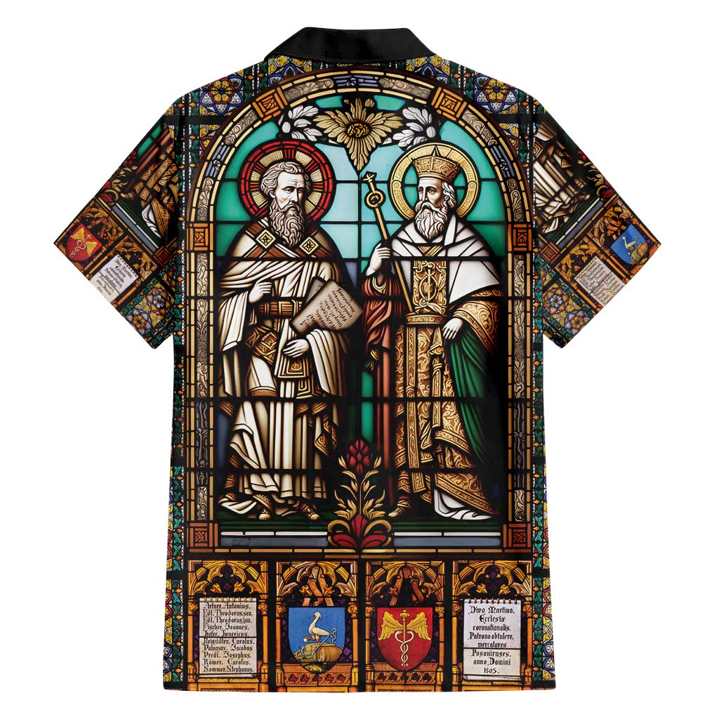 Happy Saints Cyril and Methodius Day Family Matching Short Sleeve Bodycon Dress and Hawaiian Shirt Christian Stained-Glass Window