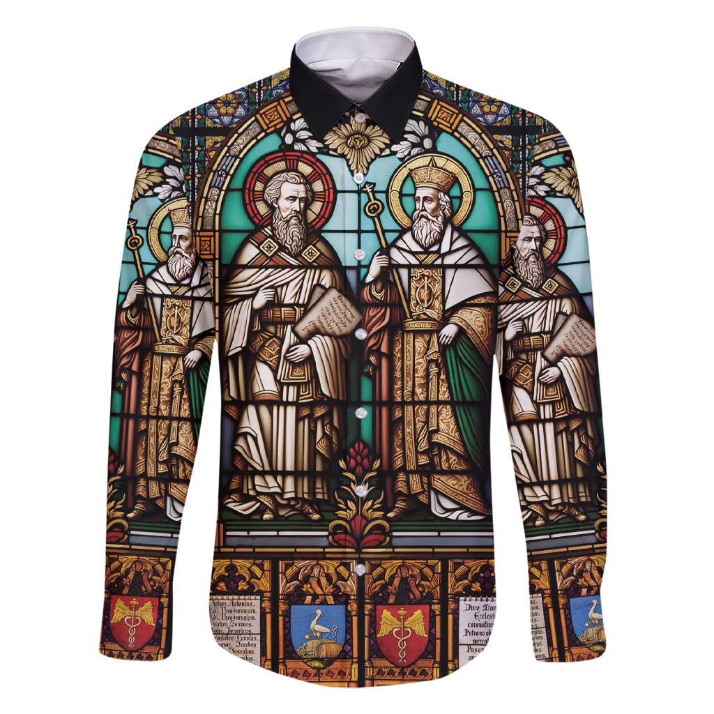 Happy Saints Cyril and Methodius Day Family Matching Short Sleeve Bodycon Dress and Hawaiian Shirt Christian Stained-Glass Window