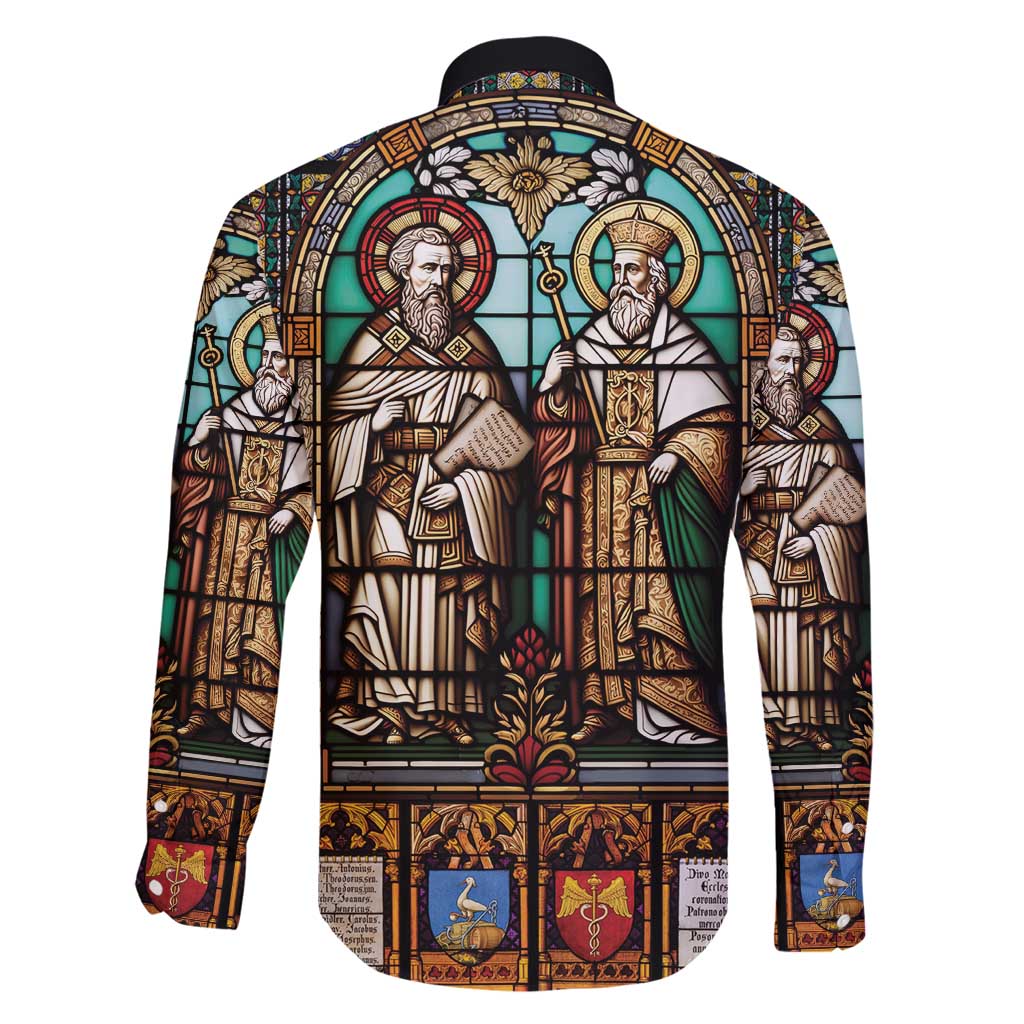 Happy Saints Cyril and Methodius Day Family Matching Short Sleeve Bodycon Dress and Hawaiian Shirt Christian Stained-Glass Window