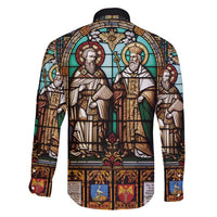Happy Saints Cyril and Methodius Day Family Matching Short Sleeve Bodycon Dress and Hawaiian Shirt Christian Stained-Glass Window