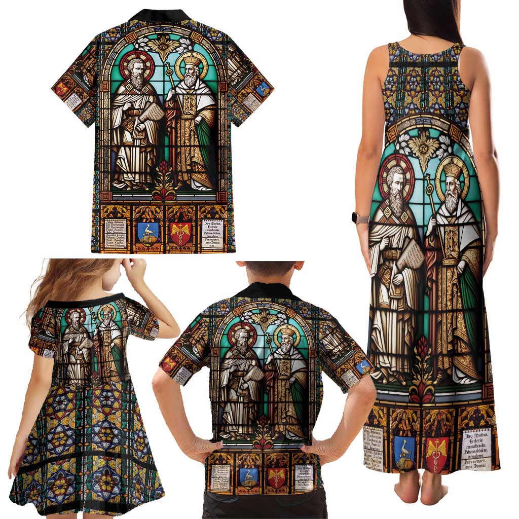 Happy Saints Cyril and Methodius Day Family Matching Tank Maxi Dress and Hawaiian Shirt Christian Stained-Glass Window