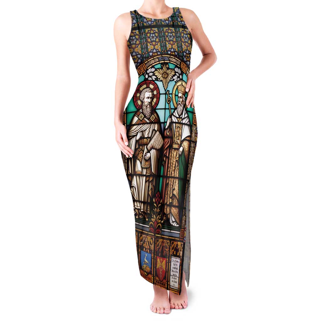 Happy Saints Cyril and Methodius Day Family Matching Tank Maxi Dress and Hawaiian Shirt Christian Stained-Glass Window