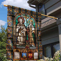 Happy Saints Cyril and Methodius Day Garden Flag Christian Stained-Glass Window