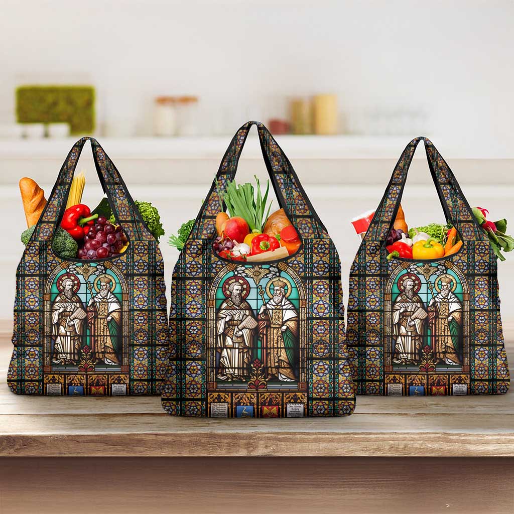 Happy Saints Cyril and Methodius Day Grocery Bag Christian Stained-Glass Window