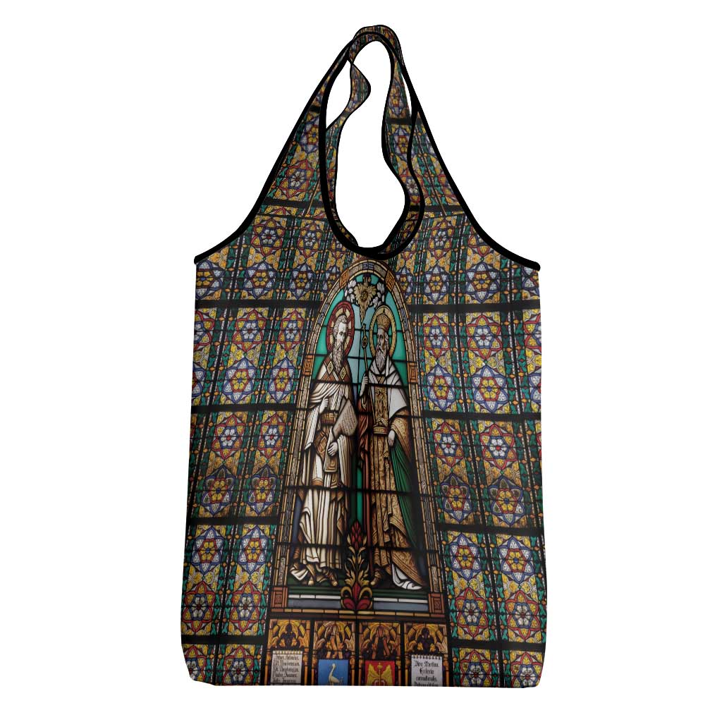 Happy Saints Cyril and Methodius Day Grocery Bag Christian Stained-Glass Window