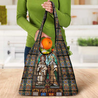 Happy Saints Cyril and Methodius Day Grocery Bag Christian Stained-Glass Window