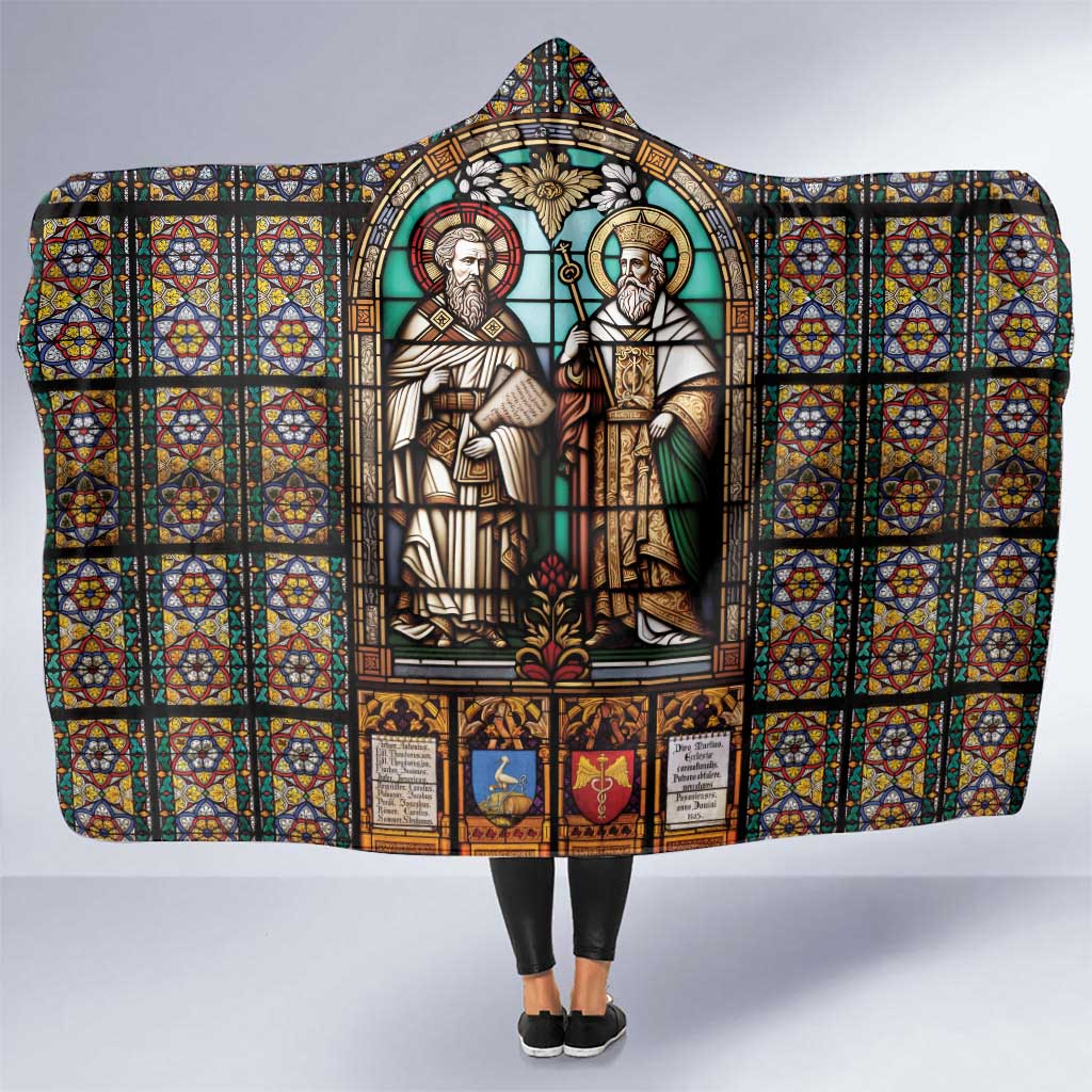 Happy Saints Cyril and Methodius Day Hooded Blanket Christian Stained-Glass Window