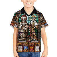 Happy Saints Cyril and Methodius Day Kid Hawaiian Shirt Christian Stained-Glass Window