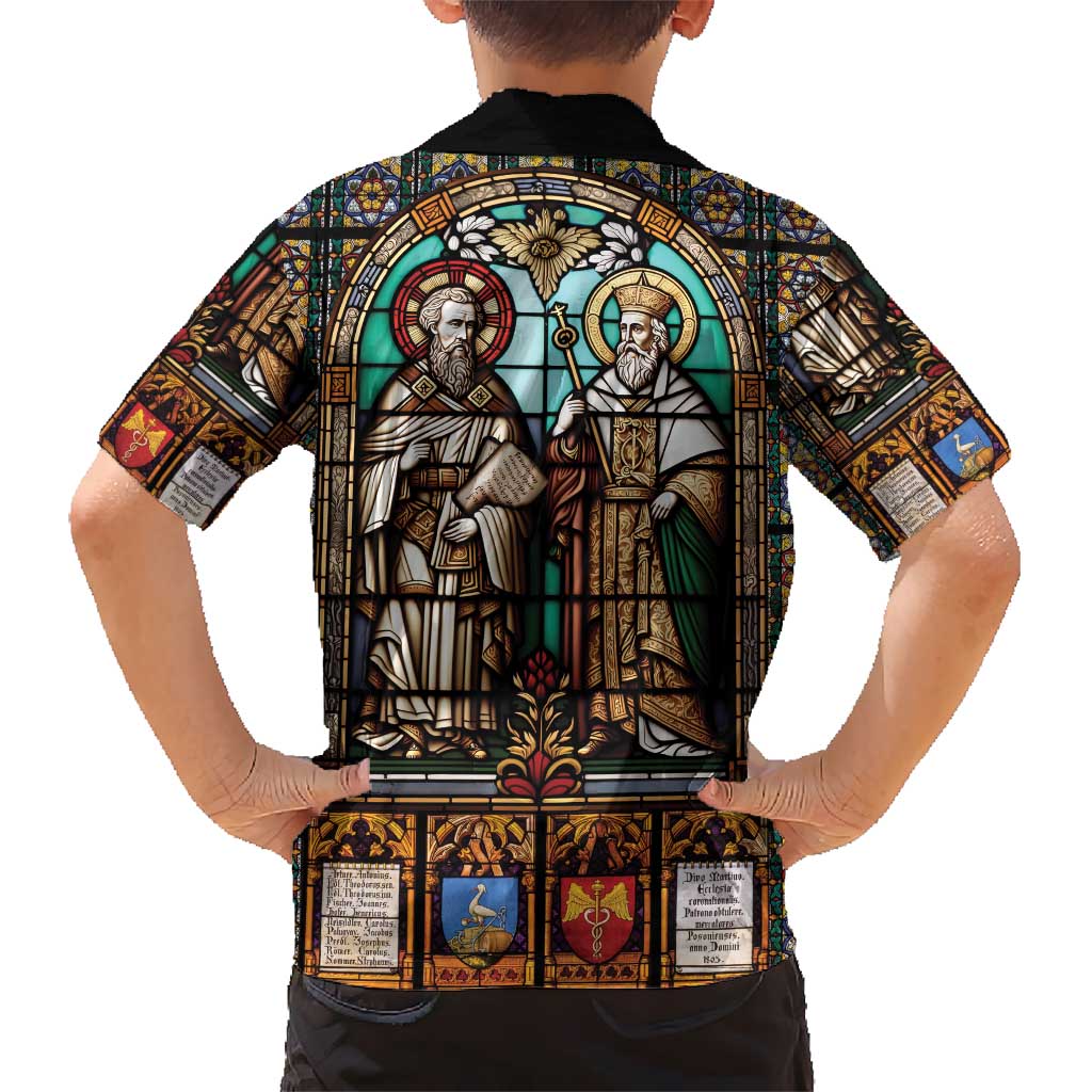 Happy Saints Cyril and Methodius Day Kid Hawaiian Shirt Christian Stained-Glass Window
