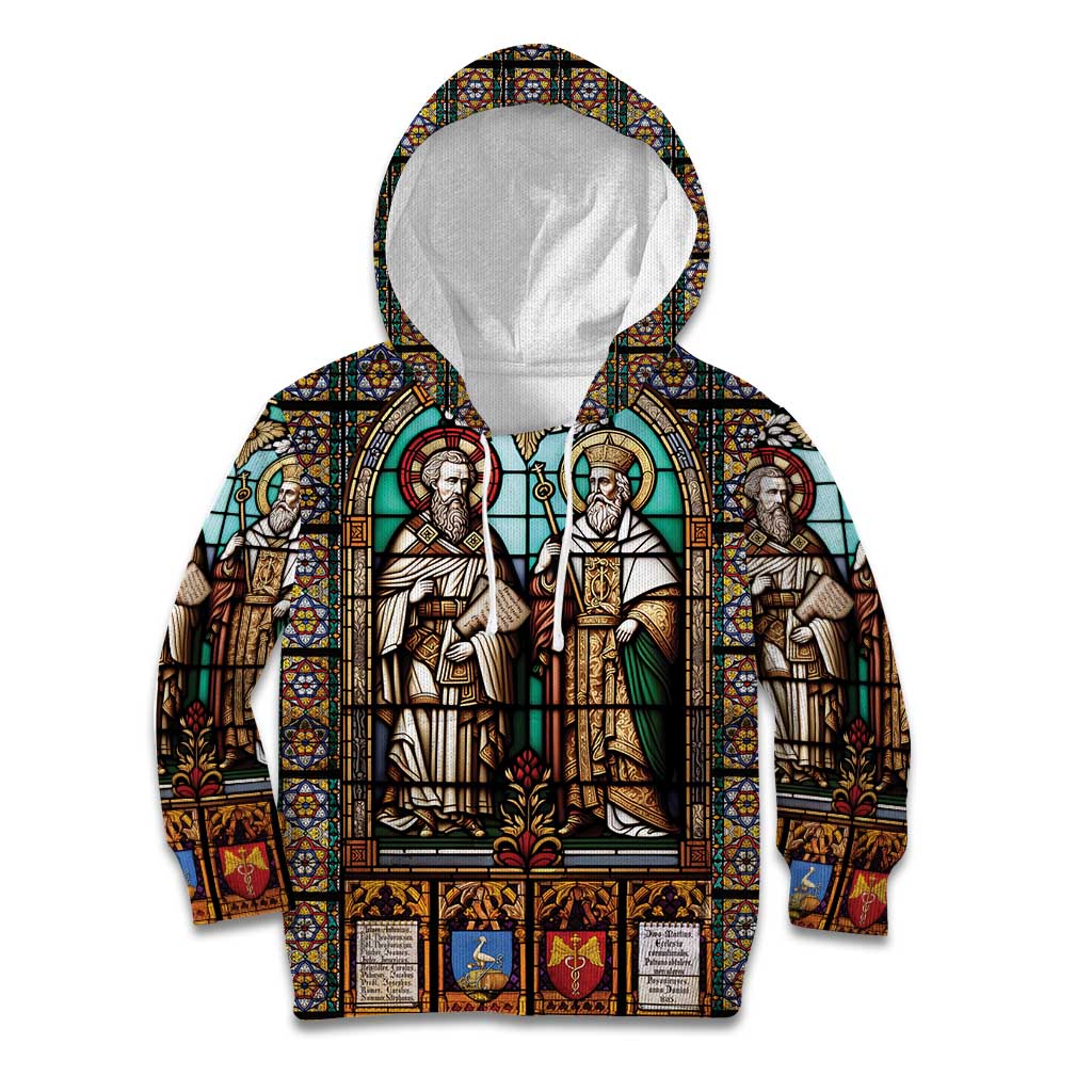 Happy Saints Cyril and Methodius Day Kid Hoodie Christian Stained-Glass Window