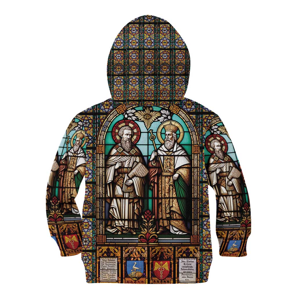 Happy Saints Cyril and Methodius Day Kid Hoodie Christian Stained-Glass Window