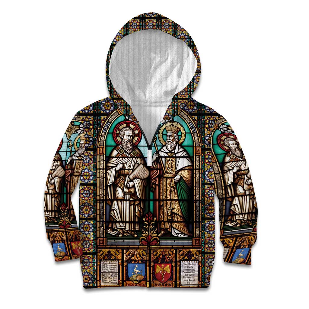 Happy Saints Cyril and Methodius Day Kid Hoodie Christian Stained-Glass Window