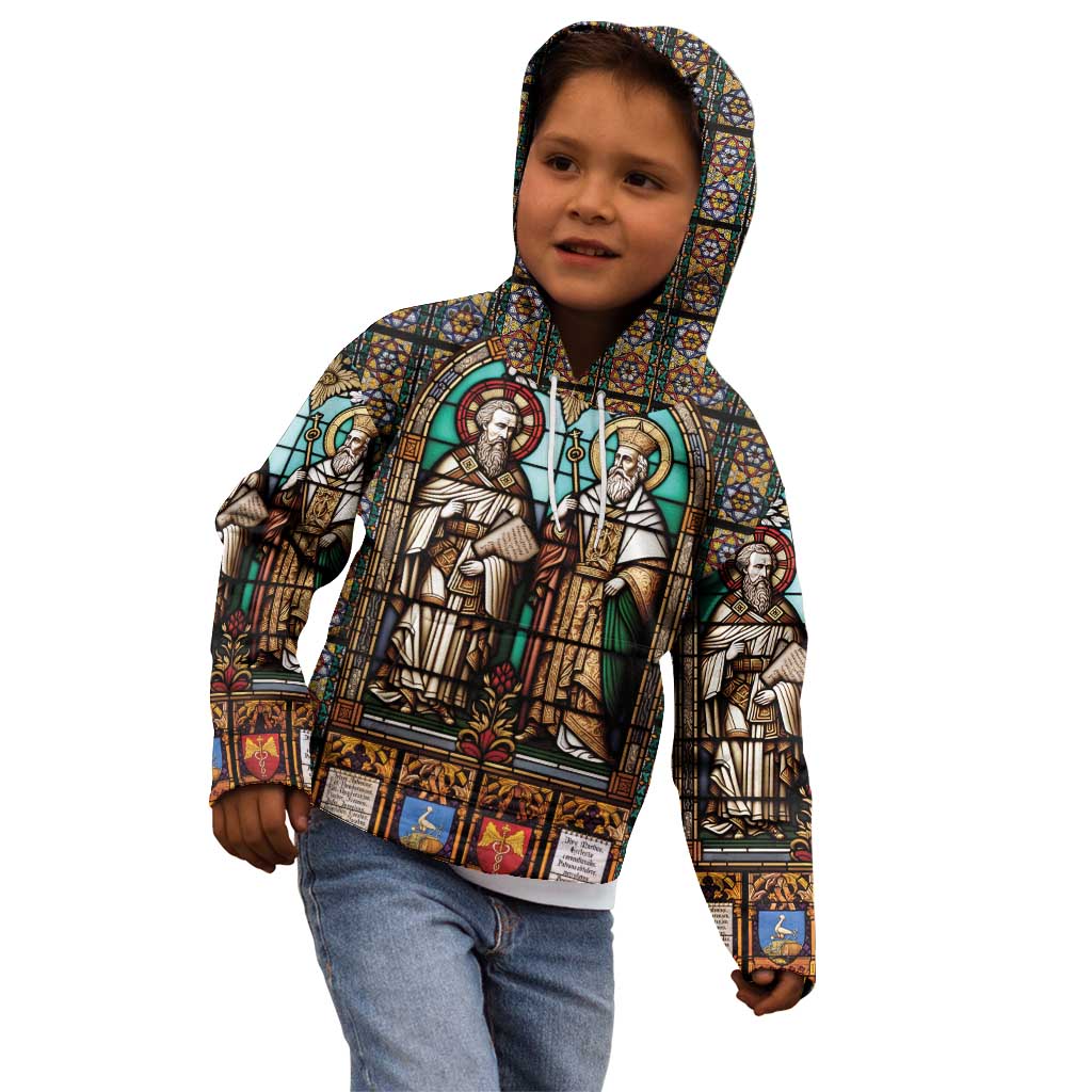 Happy Saints Cyril and Methodius Day Kid Hoodie Christian Stained-Glass Window