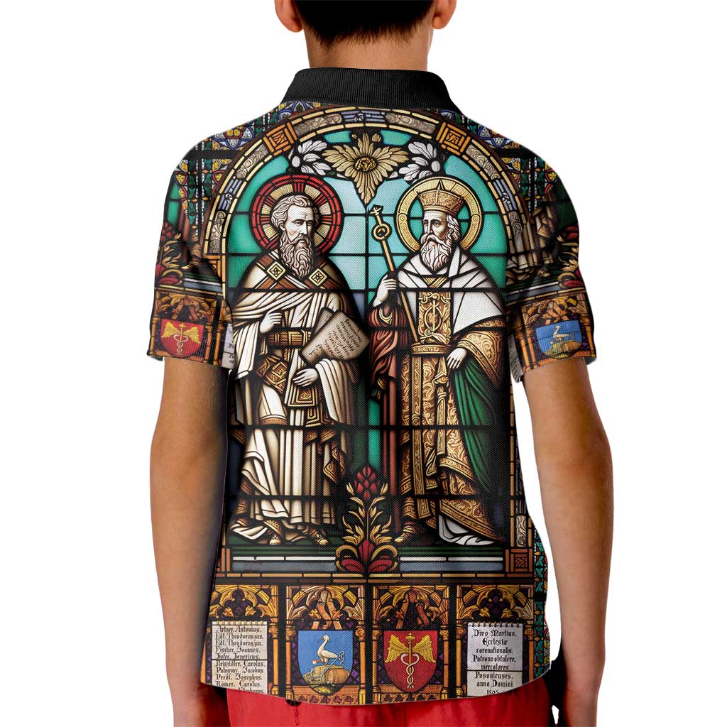 Happy Saints Cyril and Methodius Day Kid Polo Shirt Christian Stained-Glass Window