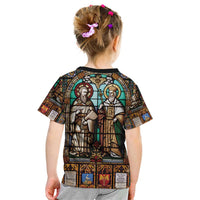 Happy Saints Cyril and Methodius Day Kid T Shirt Christian Stained-Glass Window