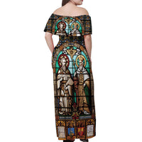 Happy Saints Cyril and Methodius Day Off Shoulder Maxi Dress Christian Stained-Glass Window