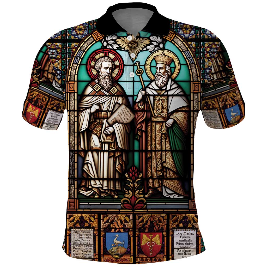 Happy Saints Cyril and Methodius Day Polo Shirt Christian Stained-Glass Window