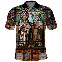Happy Saints Cyril and Methodius Day Polo Shirt Christian Stained-Glass Window