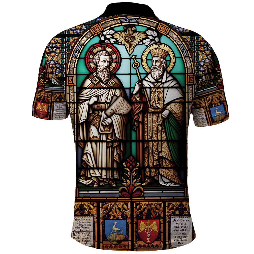 Happy Saints Cyril and Methodius Day Polo Shirt Christian Stained-Glass Window