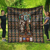 Happy Saints Cyril and Methodius Day Quilt Christian Stained-Glass Window