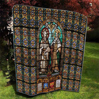 Happy Saints Cyril and Methodius Day Quilt Christian Stained-Glass Window