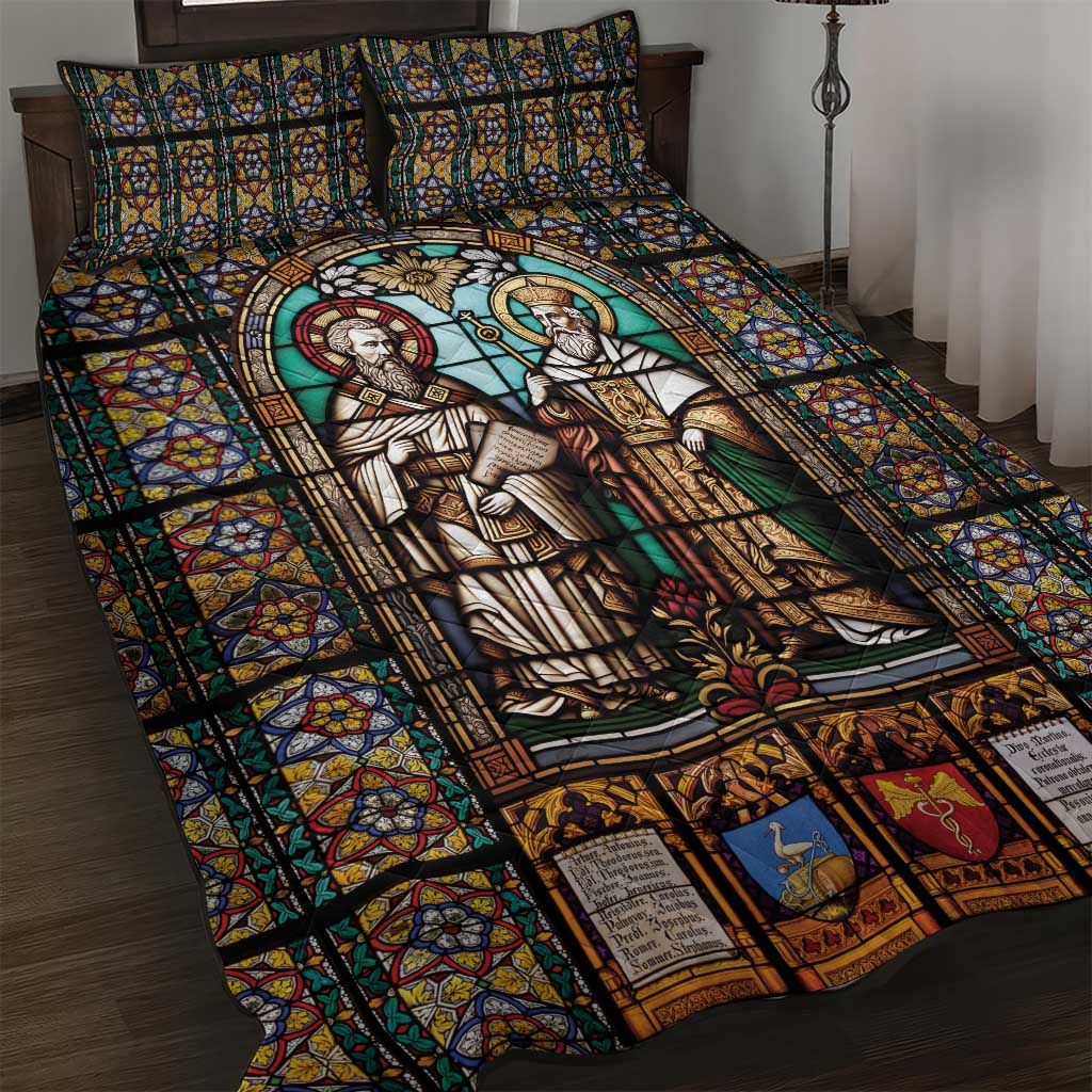 Happy Saints Cyril and Methodius Day Quilt Bed Set Christian Stained-Glass Window