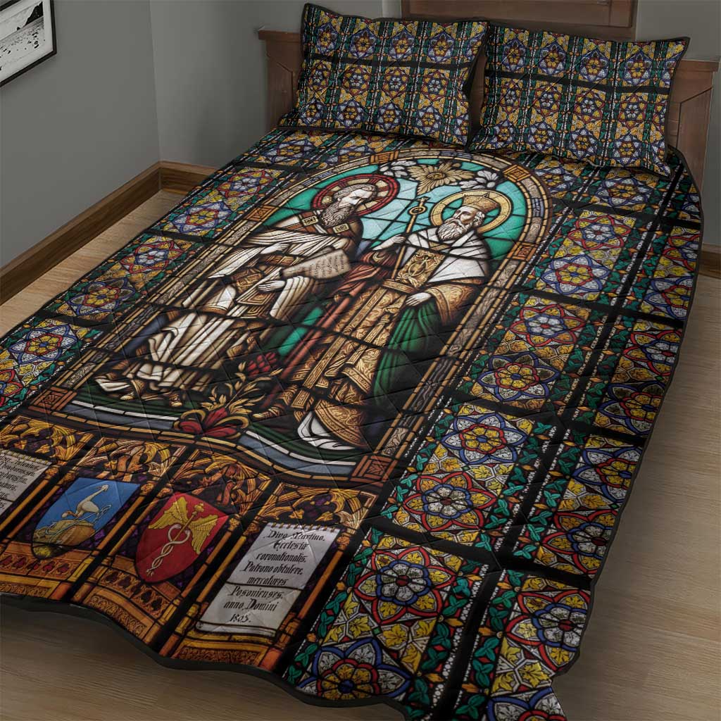 Happy Saints Cyril and Methodius Day Quilt Bed Set Christian Stained-Glass Window
