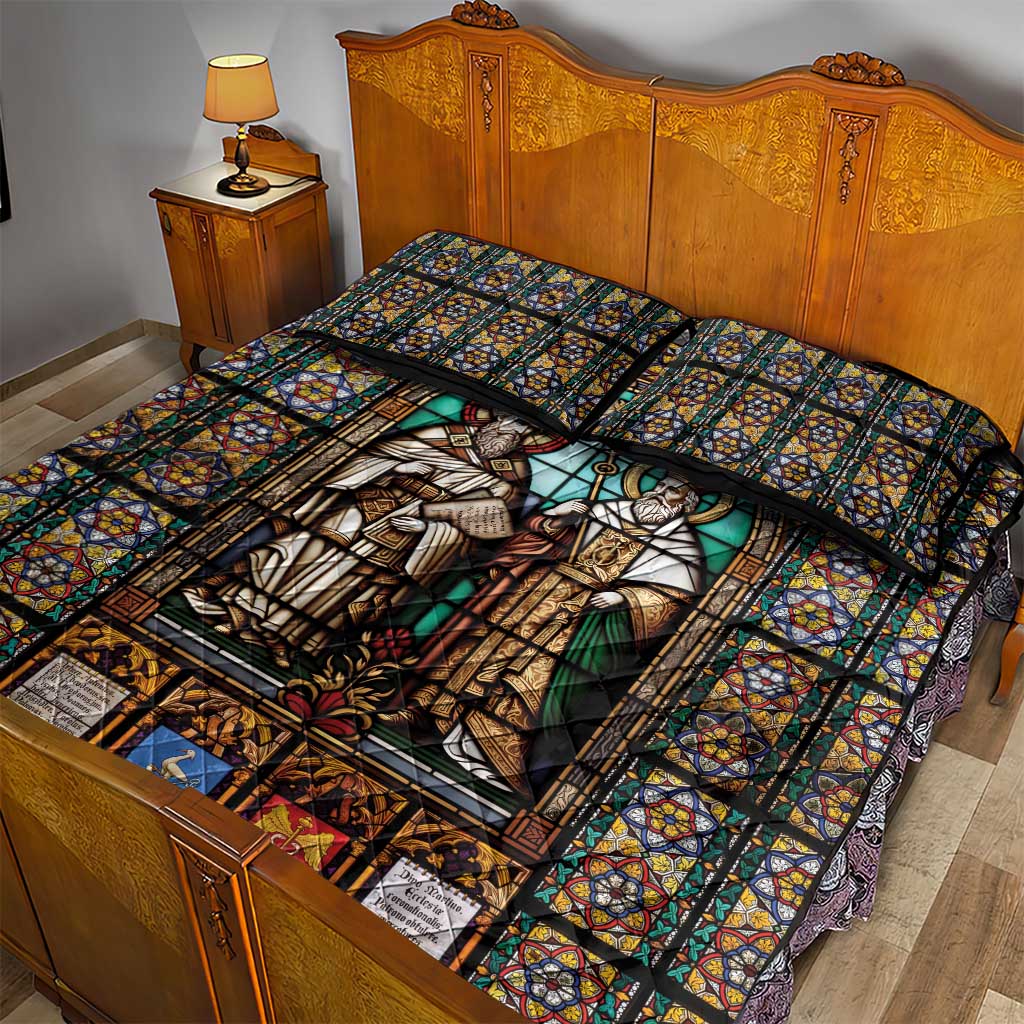 Happy Saints Cyril and Methodius Day Quilt Bed Set Christian Stained-Glass Window