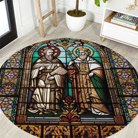 Happy Saints Cyril and Methodius Day Round Carpet Christian Stained-Glass Window