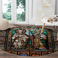 Happy Saints Cyril and Methodius Day Round Carpet Christian Stained-Glass Window