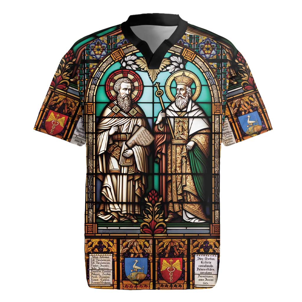 Happy Saints Cyril and Methodius Day Rugby Jersey Christian Stained-Glass Window