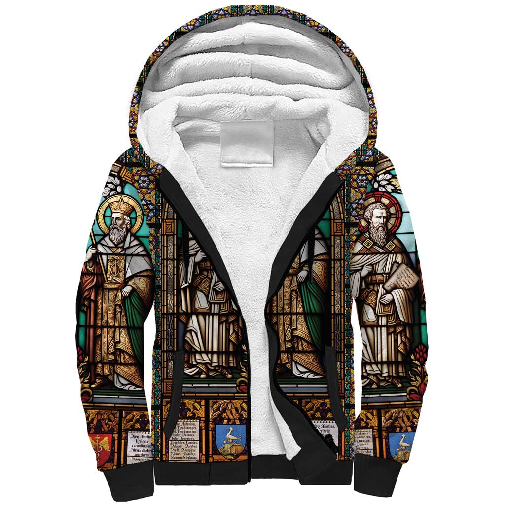 Happy Saints Cyril and Methodius Day Sherpa Hoodie Christian Stained-Glass Window