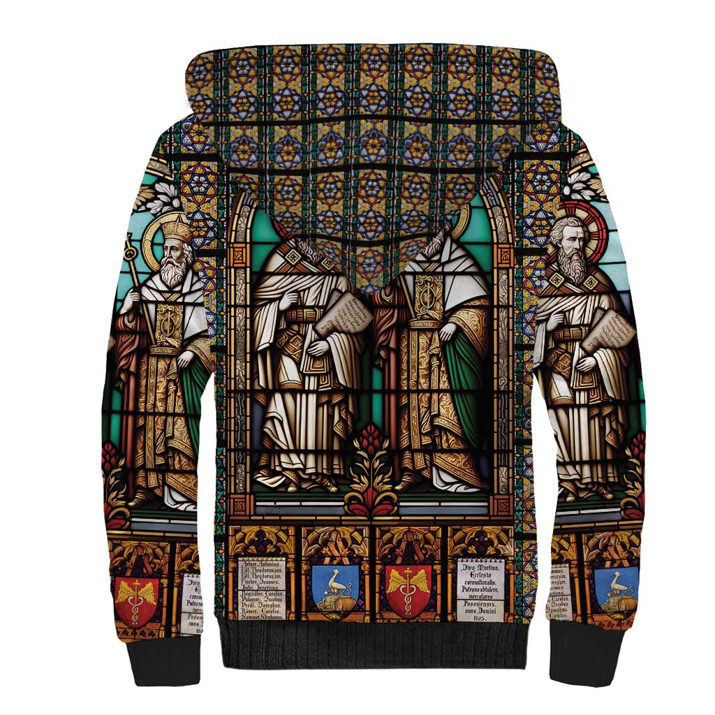 Happy Saints Cyril and Methodius Day Sherpa Hoodie Christian Stained-Glass Window