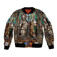 Happy Saints Cyril and Methodius Day Sleeve Zip Bomber Jacket Christian Stained-Glass Window