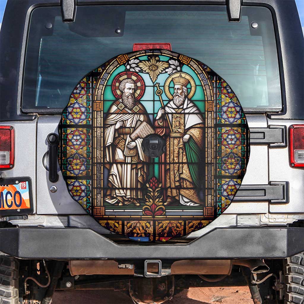 Happy Saints Cyril and Methodius Day Spare Tire Cover Christian Stained-Glass Window