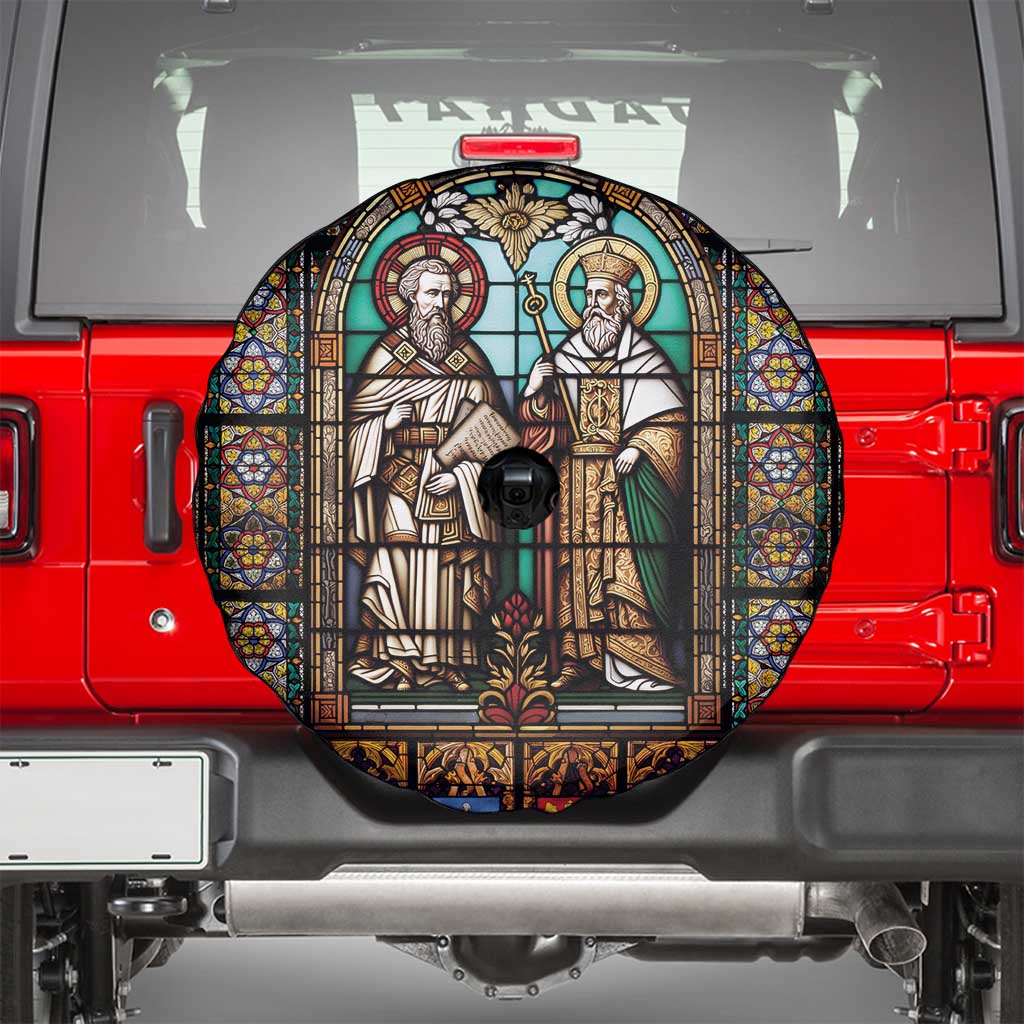 Happy Saints Cyril and Methodius Day Spare Tire Cover Christian Stained-Glass Window