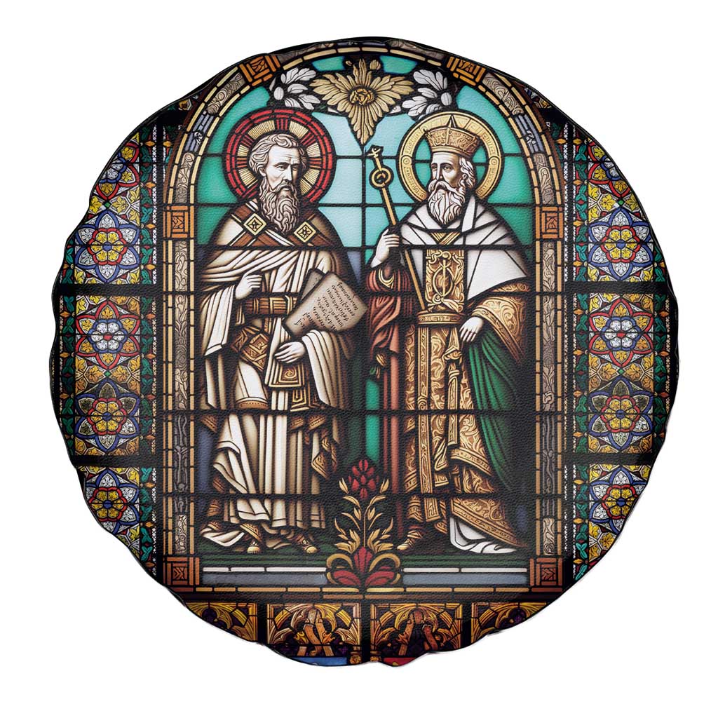Happy Saints Cyril and Methodius Day Spare Tire Cover Christian Stained-Glass Window