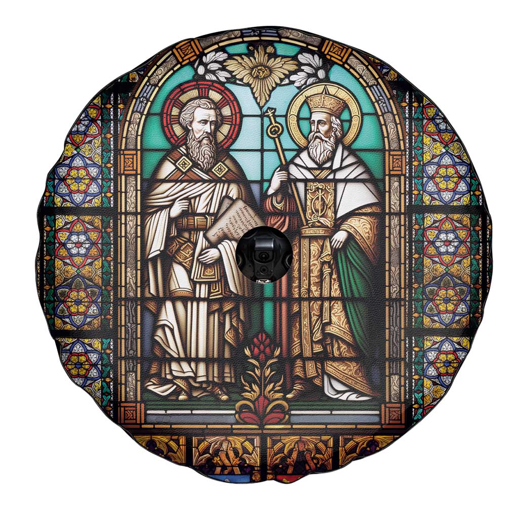 Happy Saints Cyril and Methodius Day Spare Tire Cover Christian Stained-Glass Window
