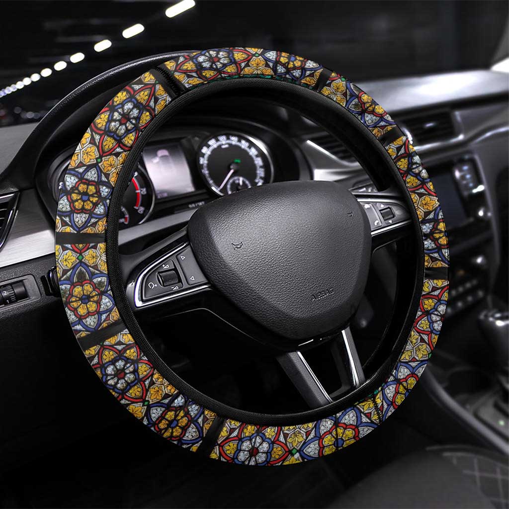 Happy Saints Cyril and Methodius Day Steering Wheel Cover Christian Stained-Glass Window