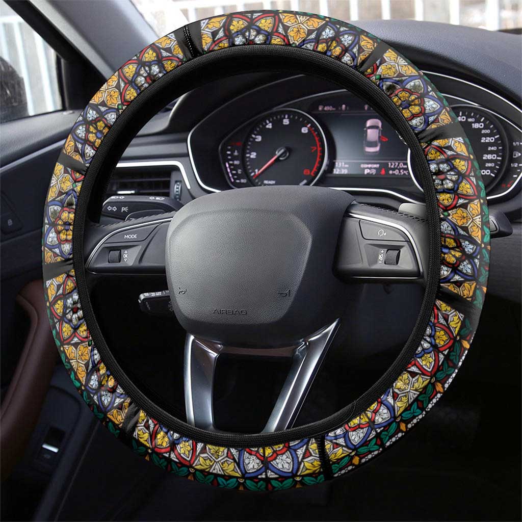 Happy Saints Cyril and Methodius Day Steering Wheel Cover Christian Stained-Glass Window