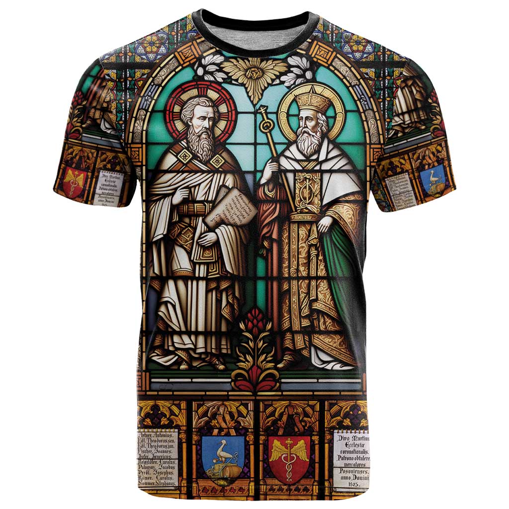 Happy Saints Cyril and Methodius Day T Shirt Christian Stained-Glass Window