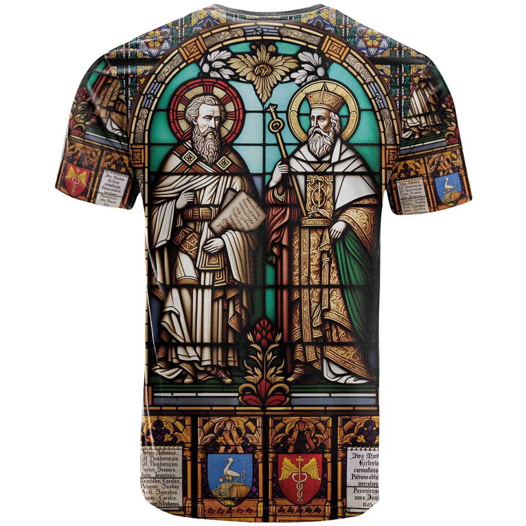 Happy Saints Cyril and Methodius Day T Shirt Christian Stained-Glass Window