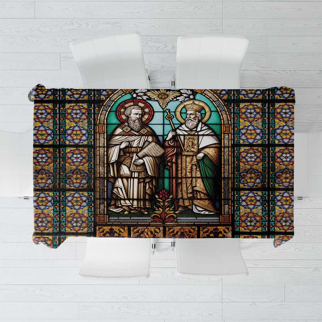 Happy Saints Cyril and Methodius Day Tablecloth Christian Stained-Glass Window