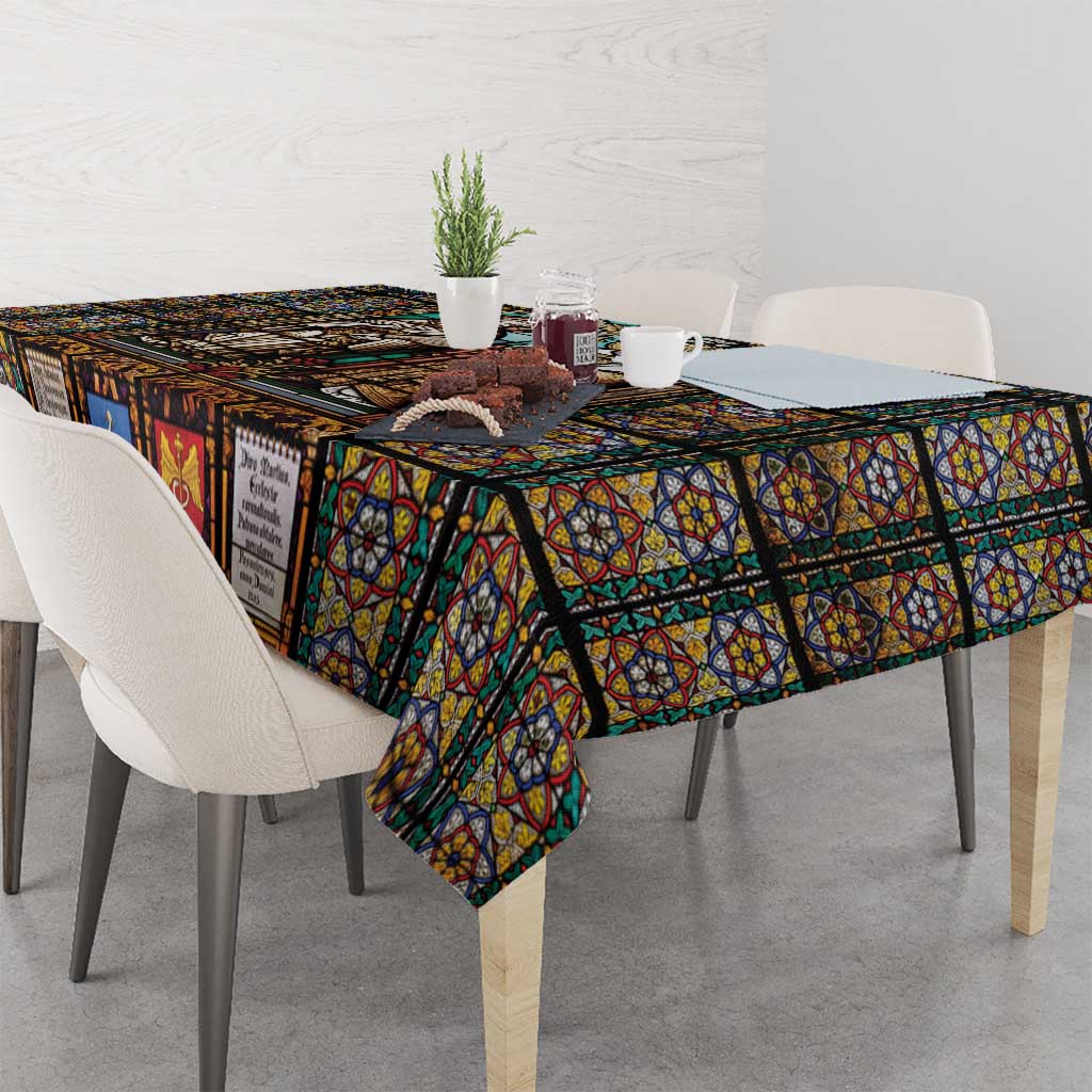 Happy Saints Cyril and Methodius Day Tablecloth Christian Stained-Glass Window