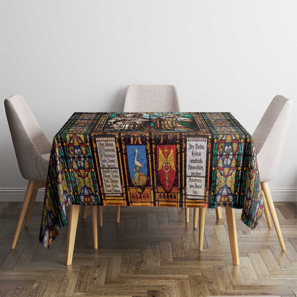 Happy Saints Cyril and Methodius Day Tablecloth Christian Stained-Glass Window