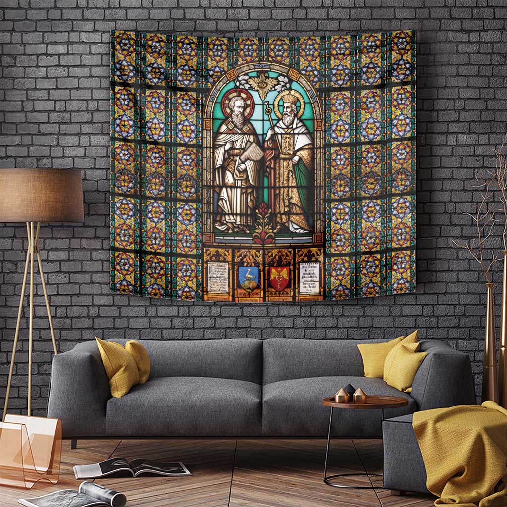 Happy Saints Cyril and Methodius Day Tapestry Christian Stained-Glass Window