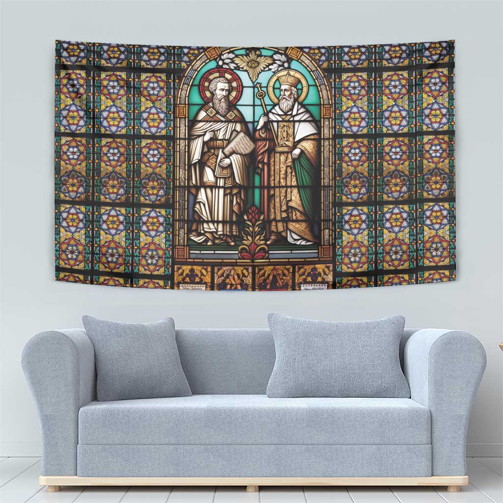 Happy Saints Cyril and Methodius Day Tapestry Christian Stained-Glass Window
