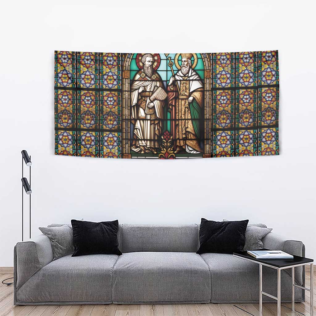 Happy Saints Cyril and Methodius Day Tapestry Christian Stained-Glass Window