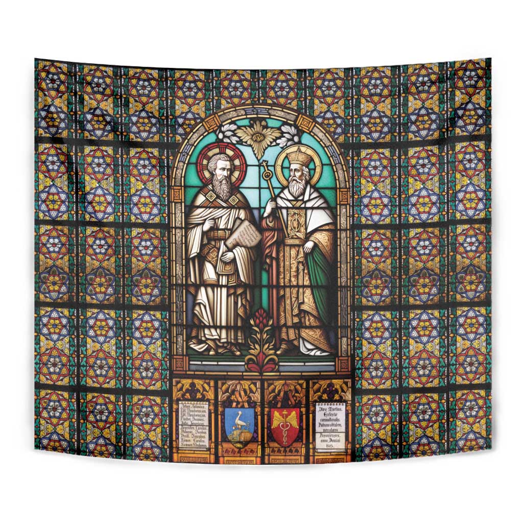 Happy Saints Cyril and Methodius Day Tapestry Christian Stained-Glass Window