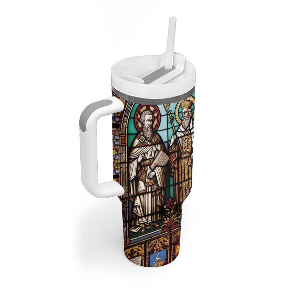Happy Saints Cyril and Methodius Day Tumbler With Handle Christian Stained-Glass Window
